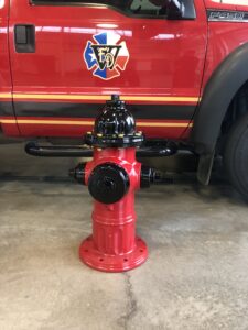 Fire Hydrant - Sandblast with Primer, Super Wet Black and Red Baron Powder Coat